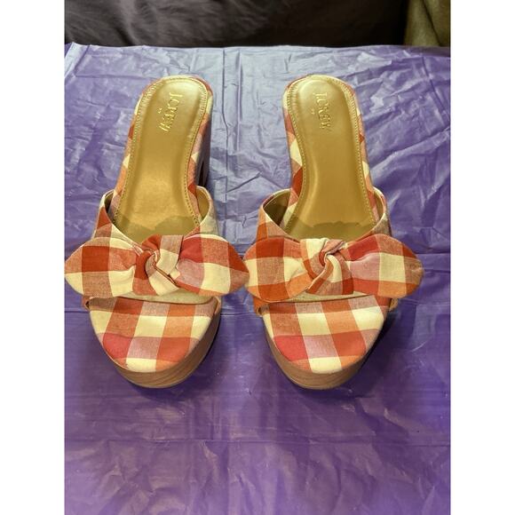 J. Crew Bohemian Printed bow-heel mules with Bow NWOB Size 8 - Picture 3 of 10